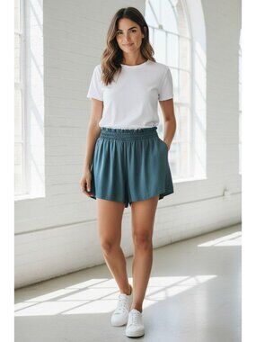 American Eagle Women's Teal Green Elastic Waist Shorts Size M  Lightweight